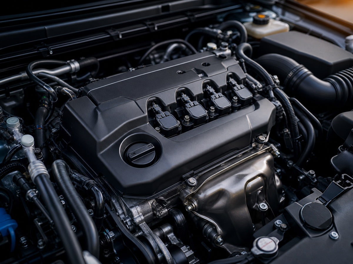 Clean modern gasoline engine bay